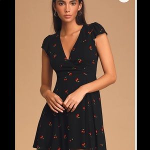 Lulus Cherry print Dress NWT